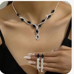Elegant Black and Silver Jewelry Set